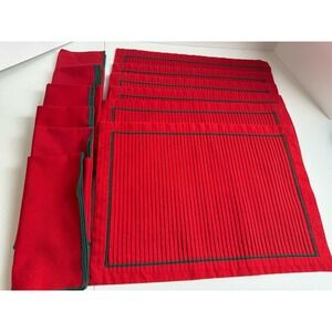 Holiday Placemat & Napkin Cloth Set 6 Settings Red Green Very Nice